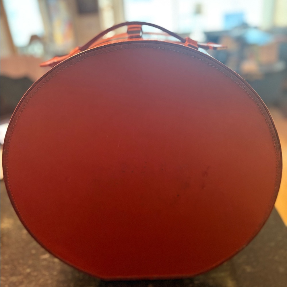 COGNAC LEATHER ROUNDED STORAGE CONTAINER - Picture 12 of 12